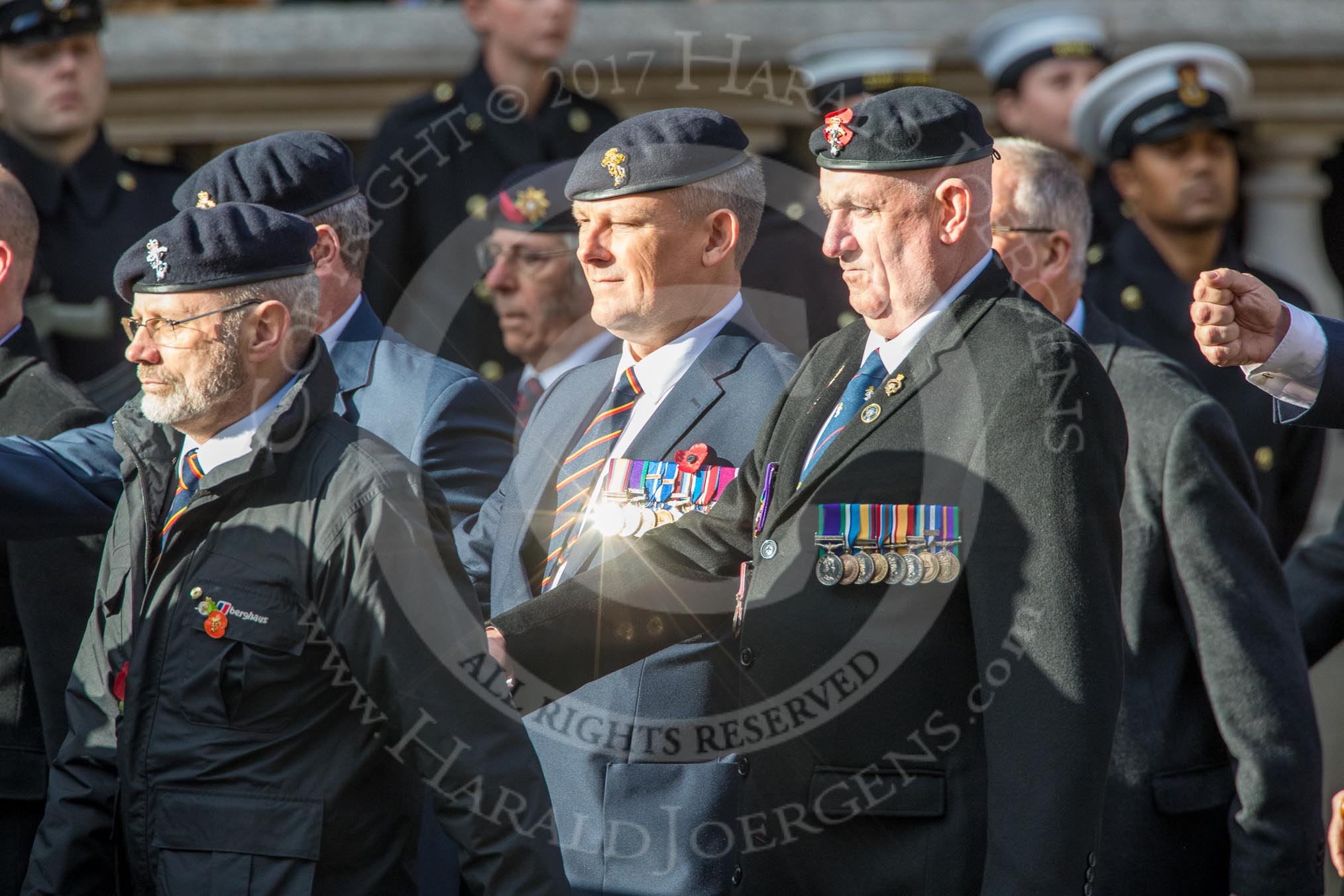 The Royal British Legion (Group D15, 150 members) during the Royal British Legion March Past on Remembrance Sunday at the Cenotaph, Whitehall, Westminster, London, 11 November 2018, 12:22.