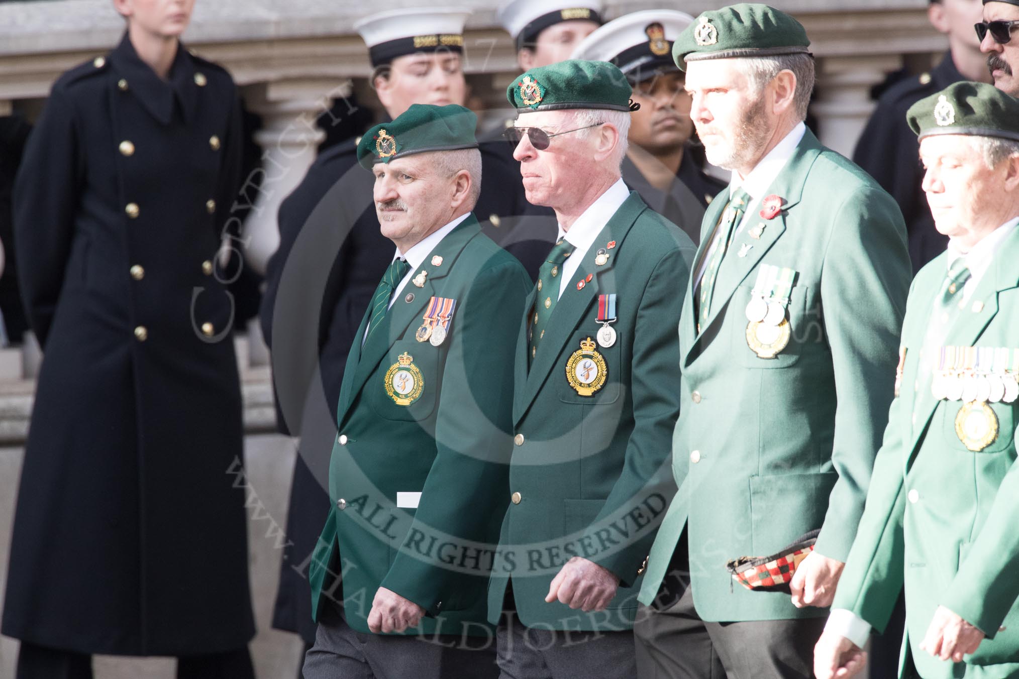 The South African Legion (Group D??) during the Royal British Legion March Past on Remembrance Sunday at the Cenotaph, Whitehall, Westminster, London, 11 November 2018, 12:23.