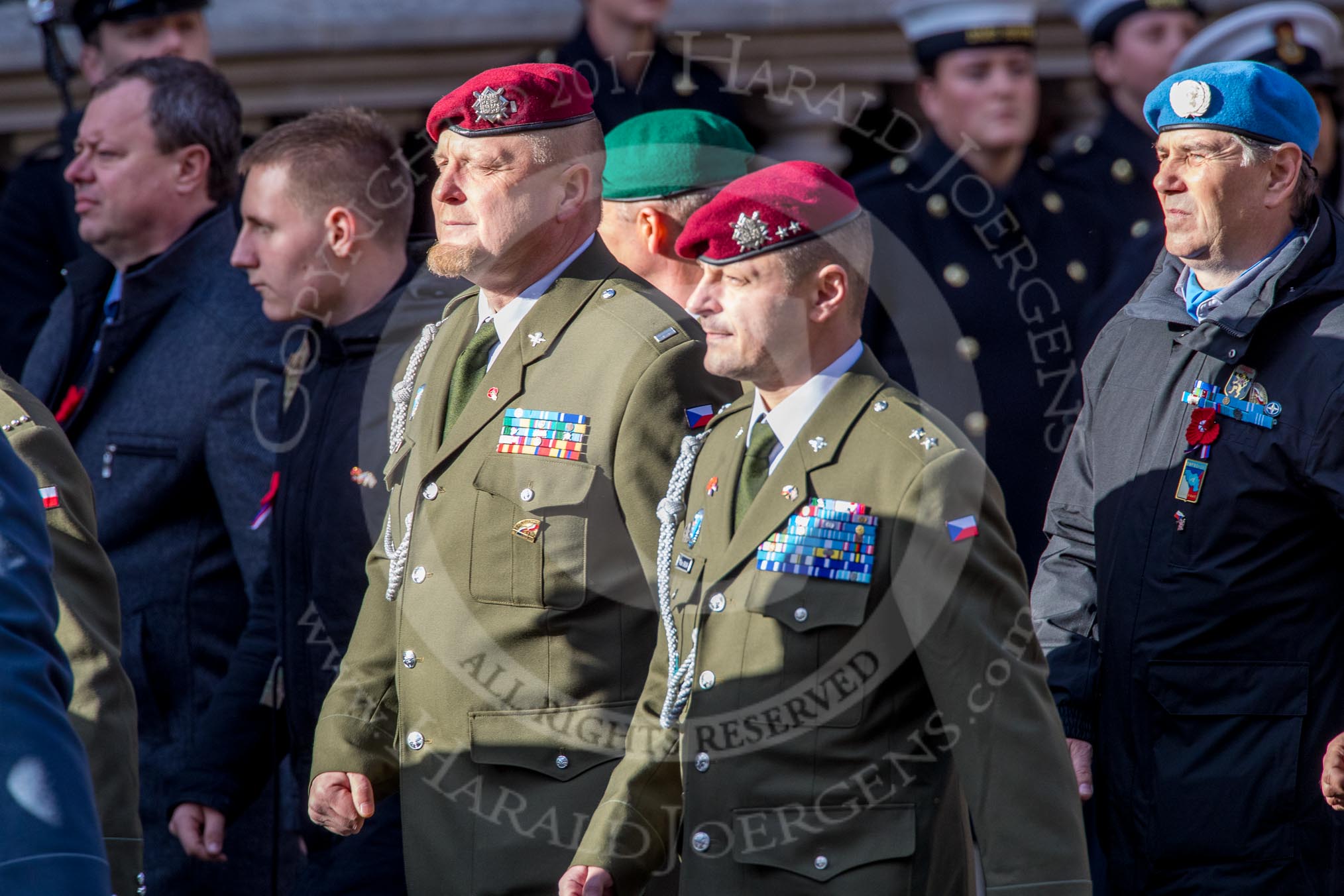 Czechoslovak Legionary (Group D18, 30 members) during the Royal British Legion March Past on Remembrance Sunday at the Cenotaph, Whitehall, Westminster, London, 11 November 2018, 12:23.