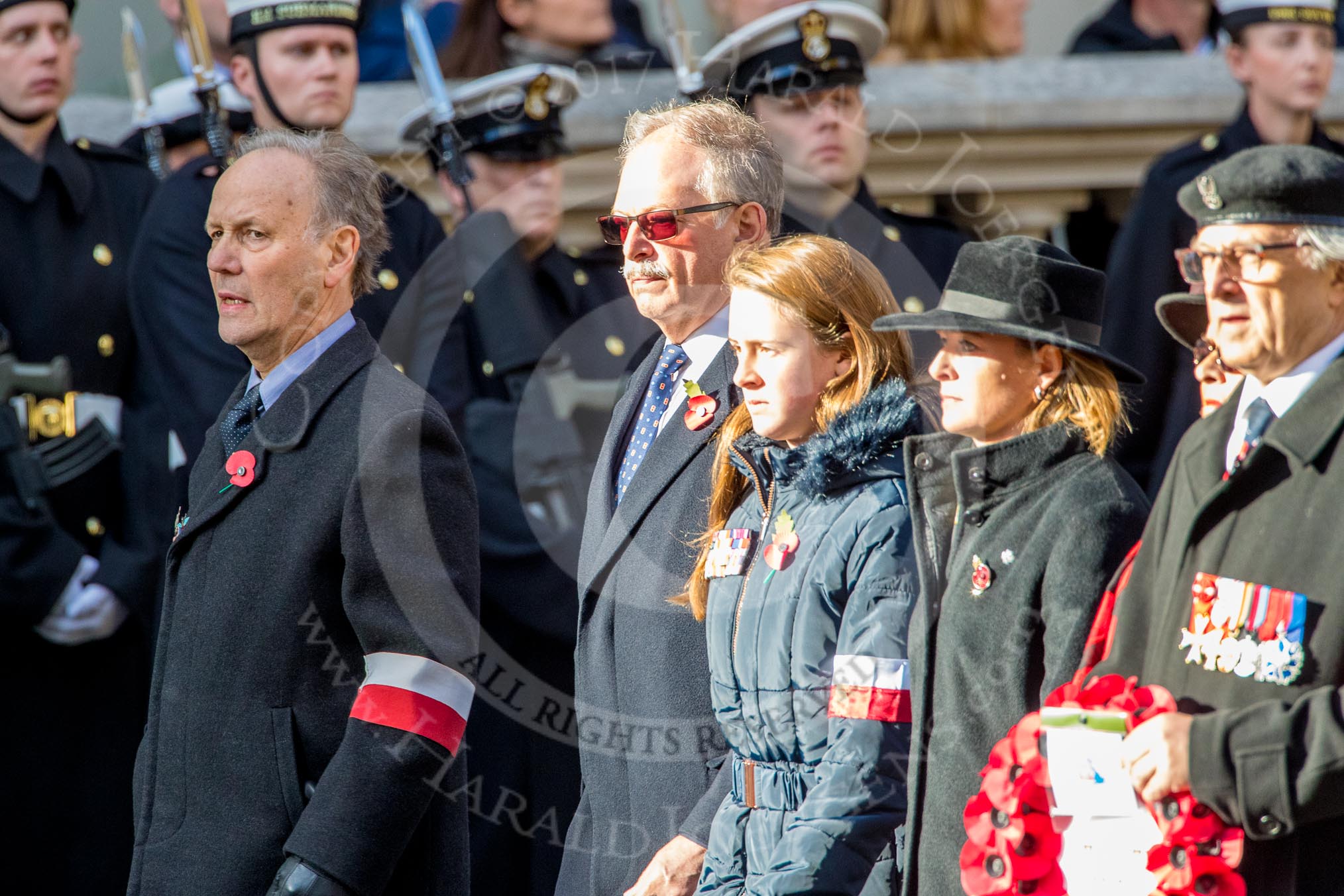 Stowarzyszenie Przyjaciol Polskich Weteranow -SPPW (Group D20, 30 members) during the Royal British Legion March Past on Remembrance Sunday at the Cenotaph, Whitehall, Westminster, London, 11 November 2018, 12:24.