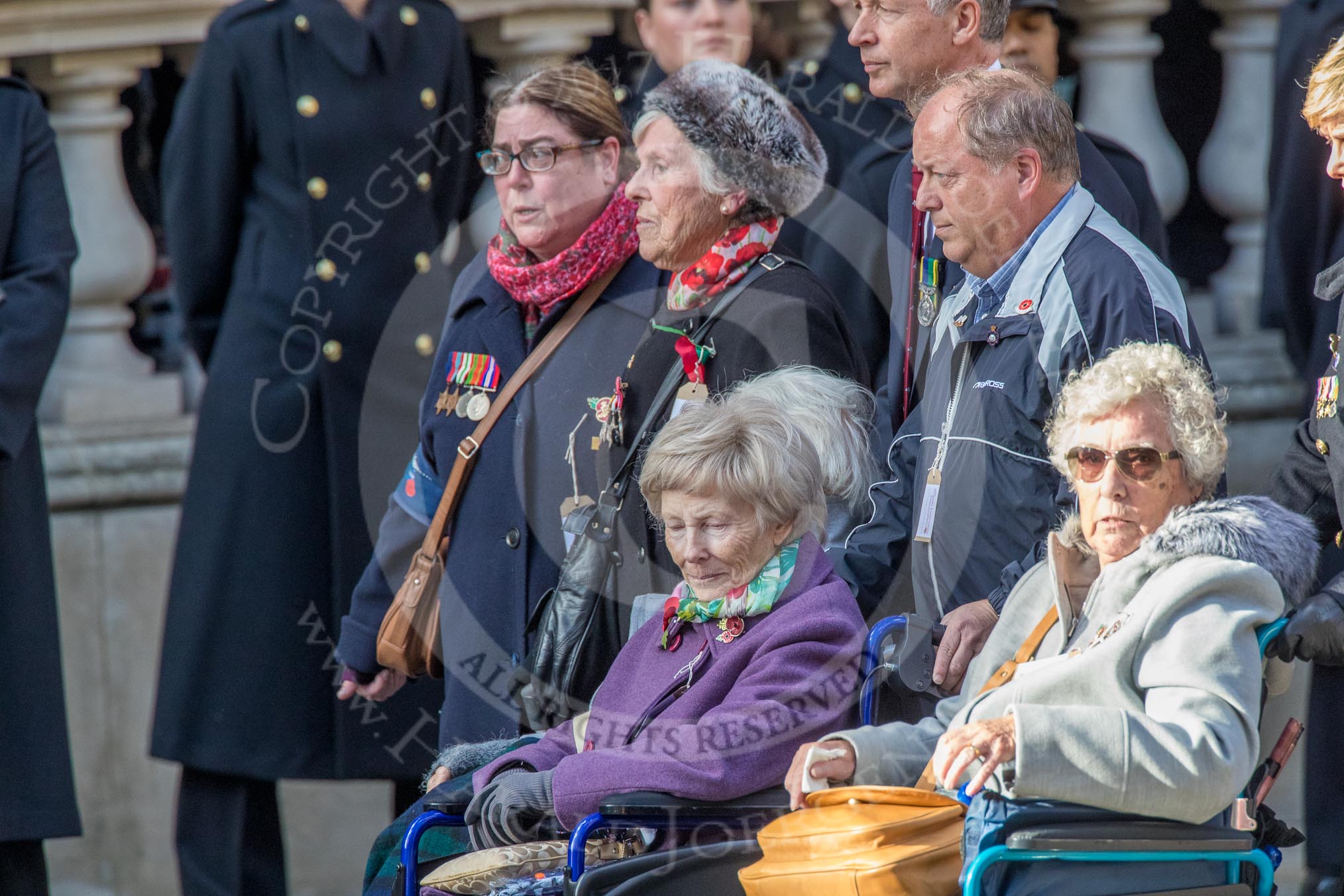 The British Evacuees Association (Group M4, 50 members) during the Royal British Legion March Past on Remembrance Sunday at the Cenotaph, Whitehall, Westminster, London, 11 November 2018, 12:25.