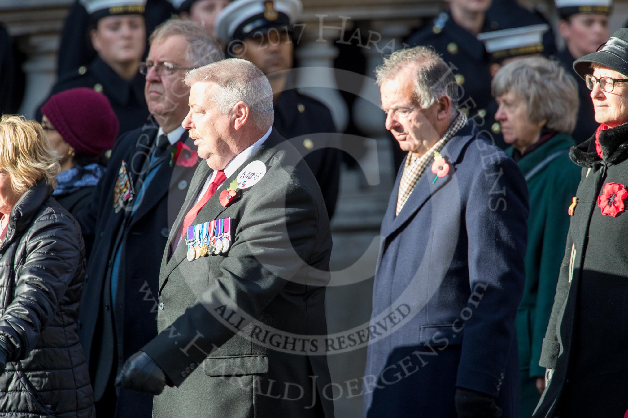 WRVS / RVS (Group M8, 19 members) during the Royal British Legion March Past on Remembrance Sunday at the Cenotaph, Whitehall, Westminster, London, 11 November 2018, 12:26.
