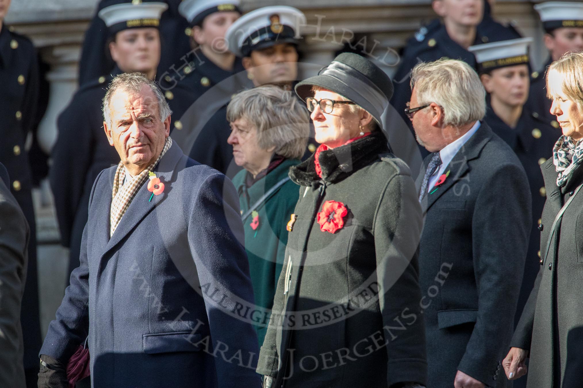 WRVS / RVS (Group M8, 19 members) during the Royal British Legion March Past on Remembrance Sunday at the Cenotaph, Whitehall, Westminster, London, 11 November 2018, 12:26.
