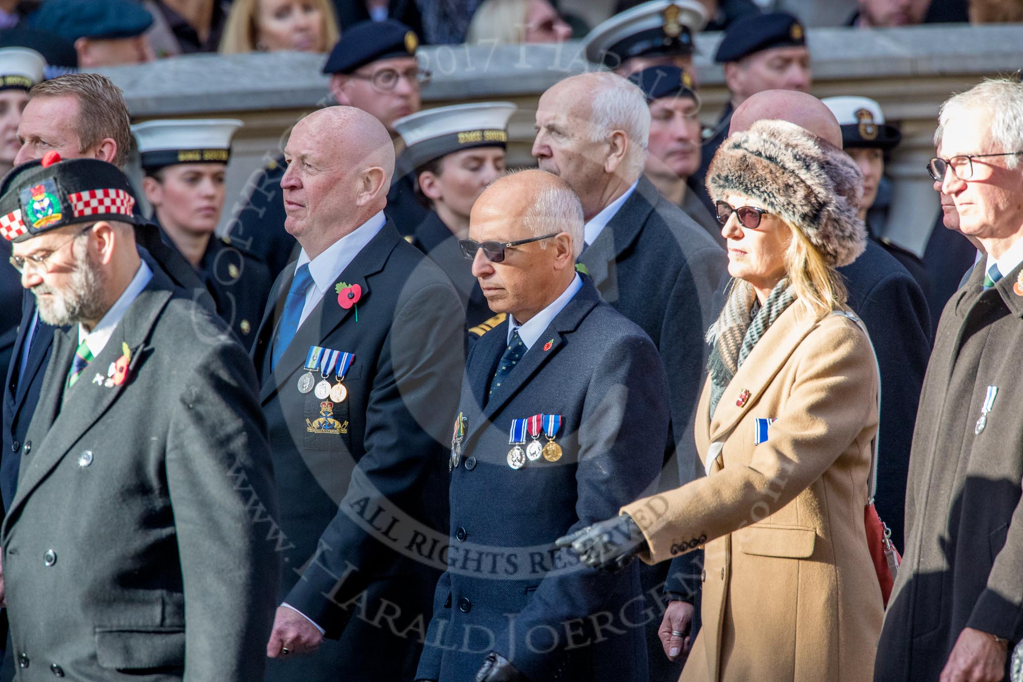 National Association of Retired Police Officers (Group M10, 36 members) during the Royal British Legion March Past on Remembrance Sunday at the Cenotaph, Whitehall, Westminster, London, 11 November 2018, 12:26.