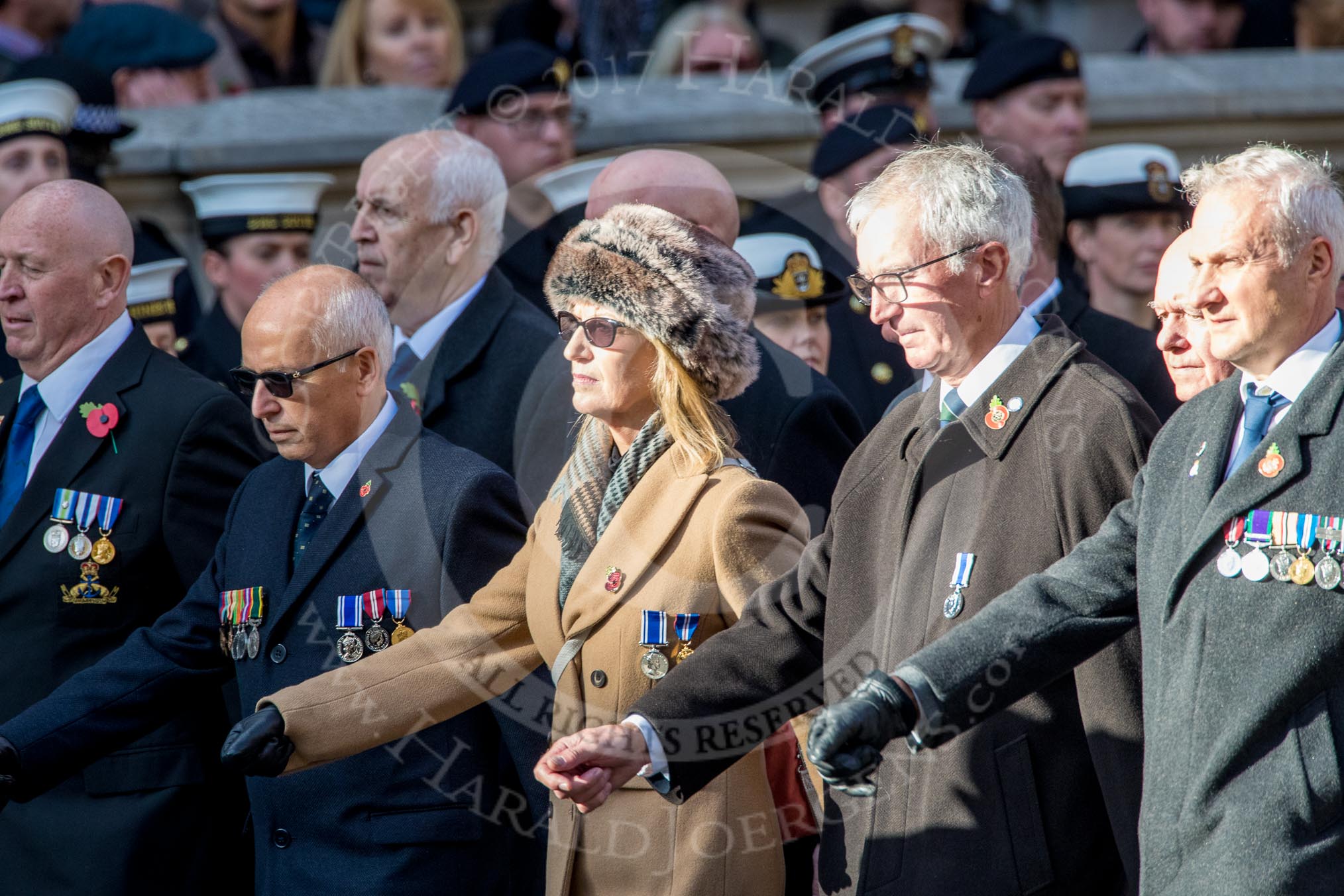 National Association of Retired Police Officers (Group M10, 36 members) during the Royal British Legion March Past on Remembrance Sunday at the Cenotaph, Whitehall, Westminster, London, 11 November 2018, 12:26.