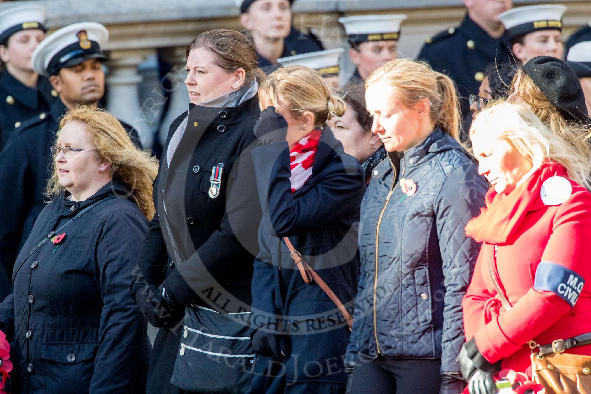 MOD Civilians (Group M26, 17 members) during the Royal British Legion March Past on Remembrance Sunday at the Cenotaph, Whitehall, Westminster, London, 11 November 2018, 12:28.