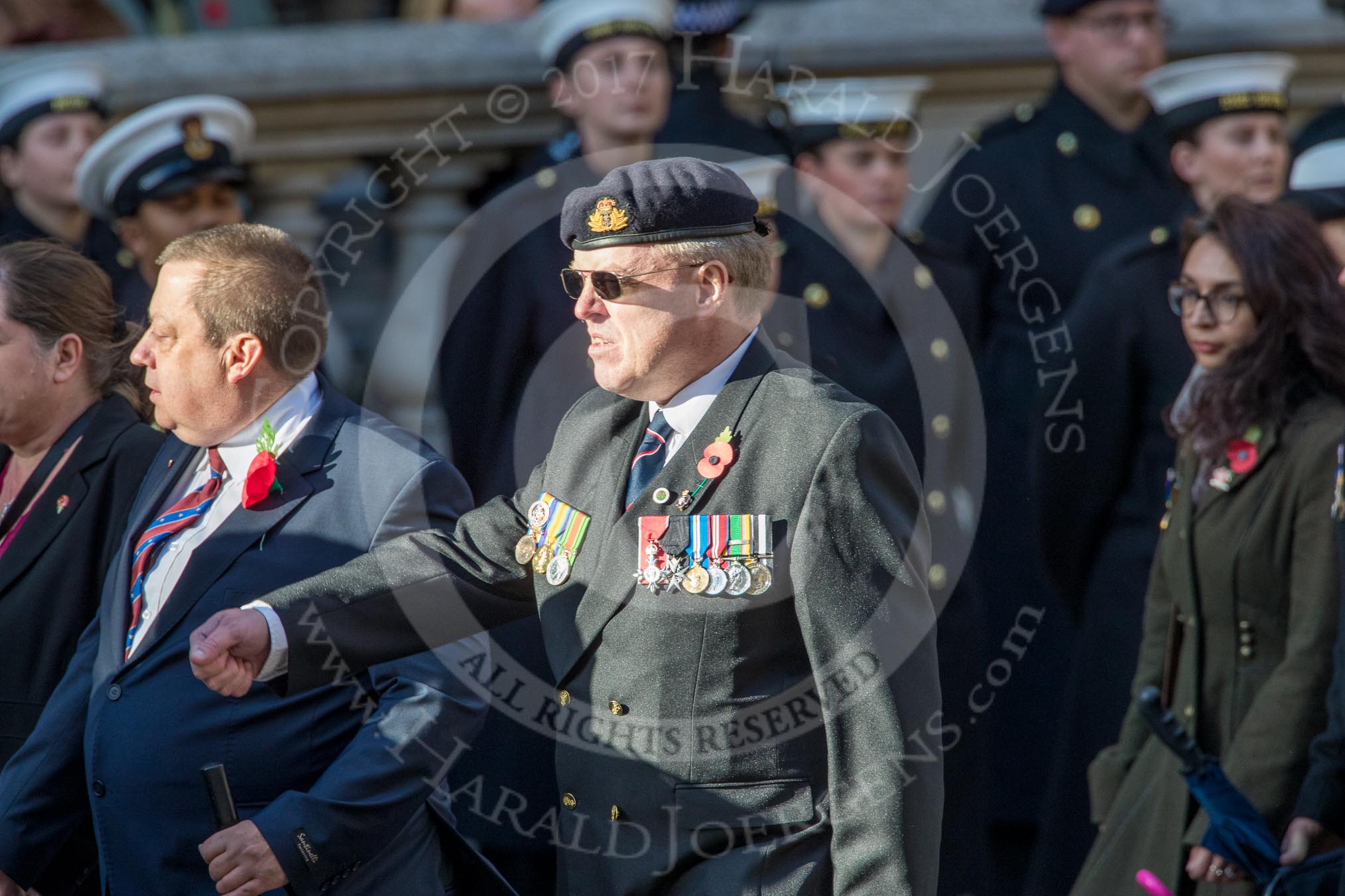 Western Front Association  (Group M27, 11 members) during the Royal British Legion March Past on Remembrance Sunday at the Cenotaph, Whitehall, Westminster, London, 11 November 2018, 12:28.