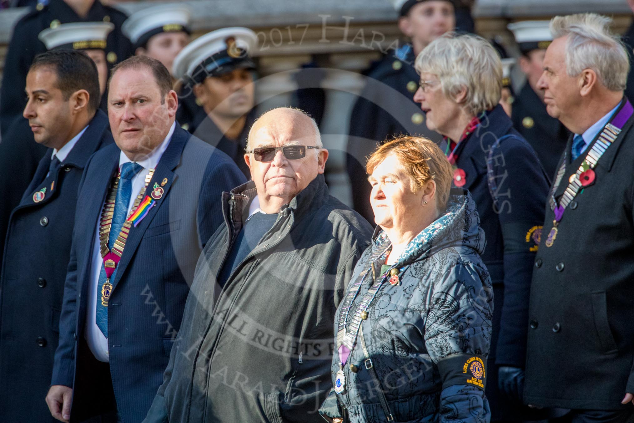 Lions Clubs International (Group M31, 13 members) during the Royal British Legion March Past on Remembrance Sunday at the Cenotaph, Whitehall, Westminster, London, 11 November 2018, 12:28.