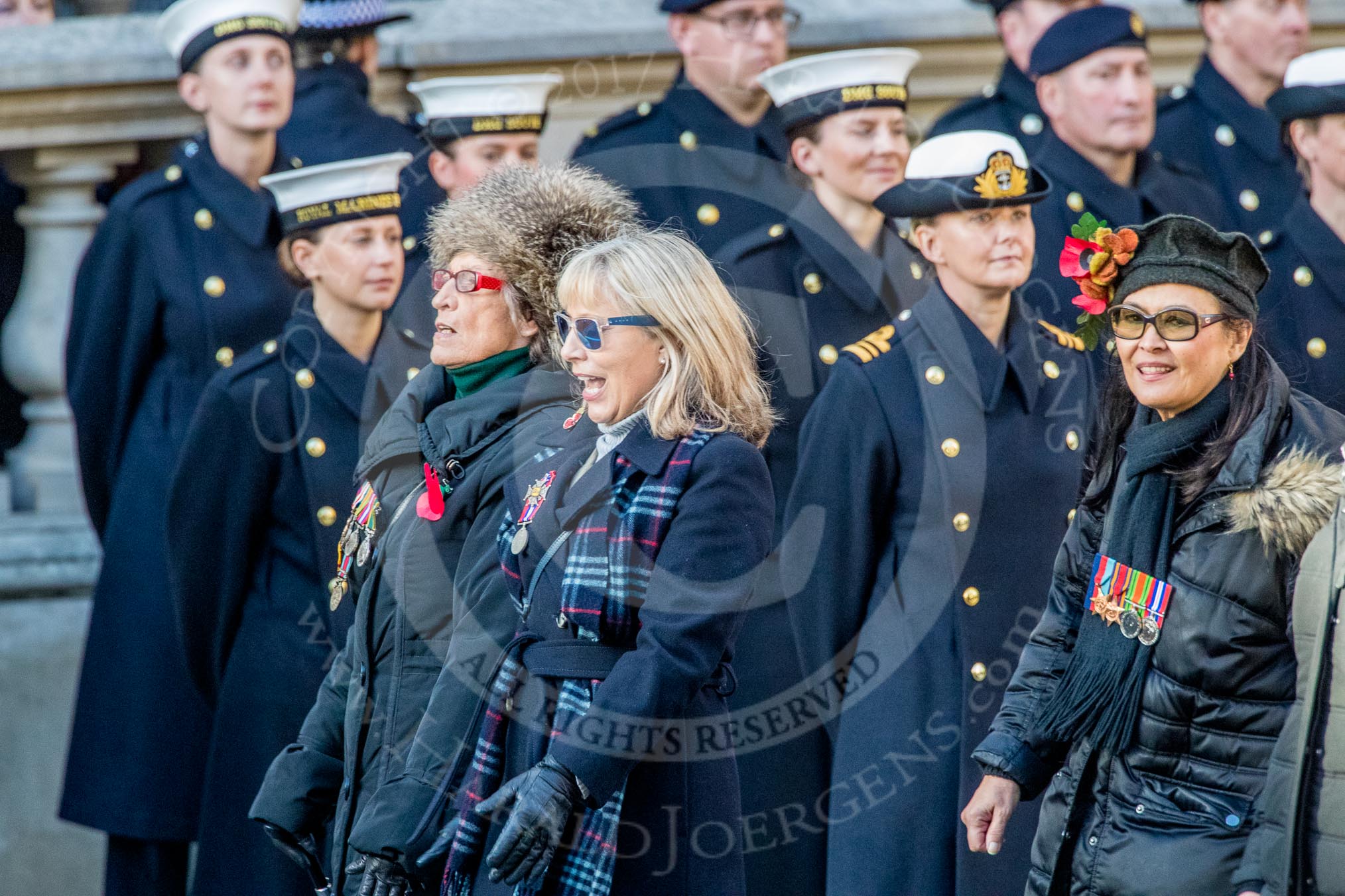 Equity (Group M33, 10 members) during the Royal British Legion March Past on Remembrance Sunday at the Cenotaph, Whitehall, Westminster, London, 11 November 2018, 12:28.