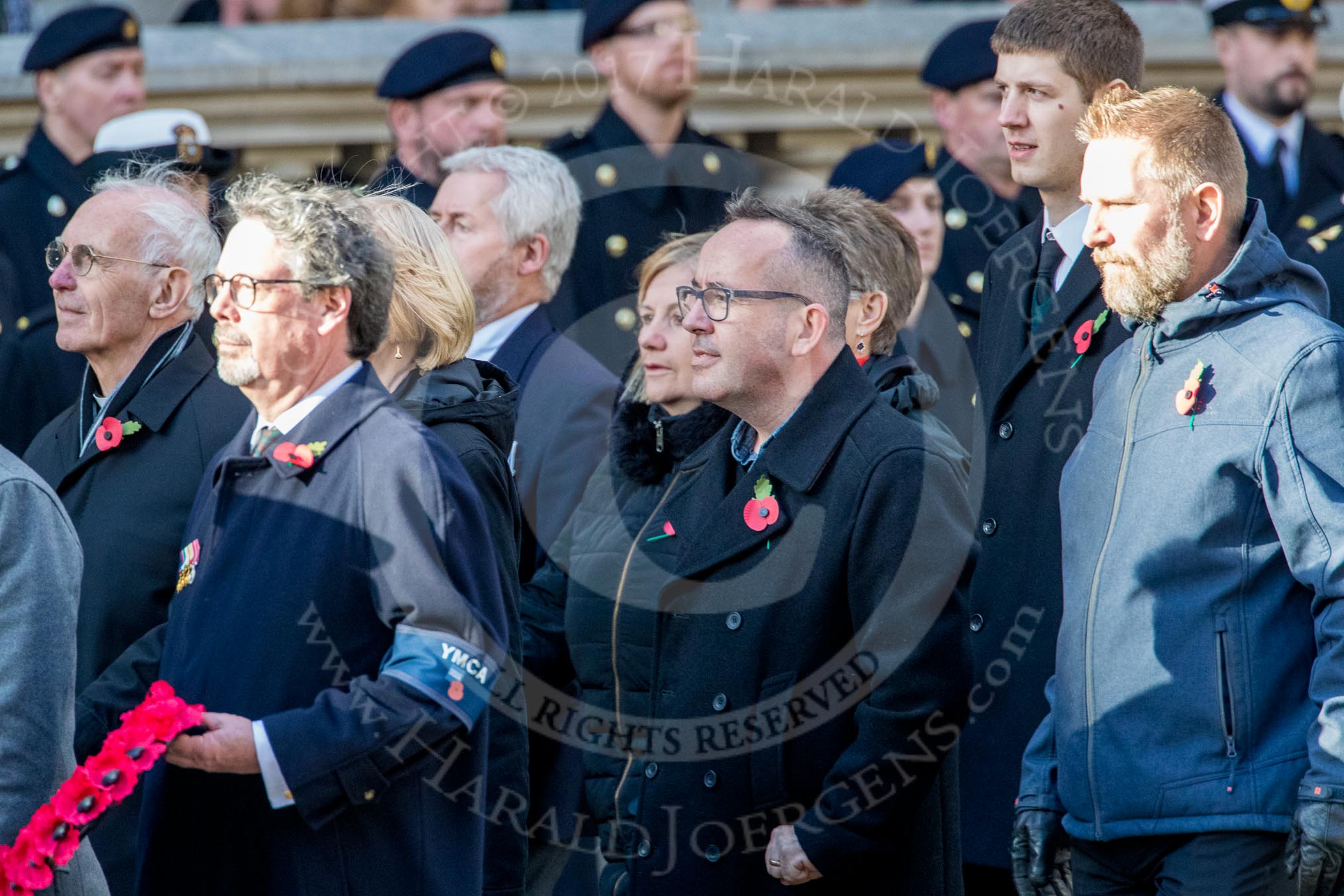 YMCA (Group M49, 30 members) during the Royal British Legion March Past on Remembrance Sunday at the Cenotaph, Whitehall, Westminster, London, 11 November 2018, 12:31.