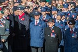 Blind Veterans UK (Group AA7, 215 members) next to the TFL group leading column M before Remembrance Sunday Cenotaph Ceremony 2018 at Horse Guards Parade, Westminster, London, 11 November 2018, 11:31.
