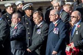 Fleet Air Arm Safety Equipment & Survival Association  (Group E14, 22 members) during the Royal British Legion March Past on Remembrance Sunday at the Cenotaph, Whitehall, Westminster, London, 11 November 2018, 11:43.