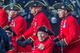 The Royal Hospital Chelsea (Group AA3, 30 members) during the Royal British Legion March Past on Remembrance Sunday at the Cenotaph, Whitehall, Westminster, London, 11 November 2018, 11:48.