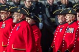 The Royal Hospital Chelsea (Group AA3, 30 members) during the Royal British Legion March Past on Remembrance Sunday at the Cenotaph, Whitehall, Westminster, London, 11 November 2018, 11:48.