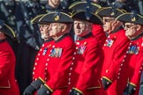 The Royal Hospital Chelsea (Group AA3, 30 members) during the Royal British Legion March Past on Remembrance Sunday at the Cenotaph, Whitehall, Westminster, London, 11 November 2018, 11:48.