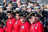 The Royal Hospital Chelsea (Group AA3, 30 members) during the Royal British Legion March Past on Remembrance Sunday at the Cenotaph, Whitehall, Westminster, London, 11 November 2018, 11:48.