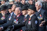 The Queen's Body Guard of the Yeomen of the Guard (Group F10, 15 members) during the Royal British Legion March Past on Remembrance Sunday at the Cenotaph, Whitehall, Westminster, London, 11 November 2018, 11:51.