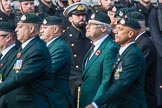 Royal Green Jackets (Group A2, 153 members)  during the Royal British Legion March Past on Remembrance Sunday at the Cenotaph, Whitehall, Westminster, London, 11 November 2018, 11:55.