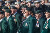 The Light Infantry Association (Group A4, 26 members) during the Royal British Legion March Past on Remembrance Sunday at the Cenotaph, Whitehall, Westminster, London, 11 November 2018, 11:56.