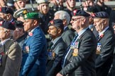 Regimental Association of The Rifles and The Royal Gloucestershire (Group A6, 33 members) during the Royal British Legion March Past on Remembrance Sunday at the Cenotaph, Whitehall, Westminster, London, 11 November 2018, 11:56.