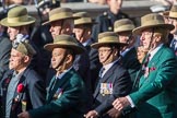 Gurkha Brigade Association (Group A25, 80 members) during the Royal British Legion March Past on Remembrance Sunday at the Cenotaph, Whitehall, Westminster, London, 11 November 2018, 12:00.