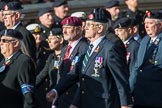 Royal Signals Association (Group B6, 49 members) during the Royal British Legion March Past on Remembrance Sunday at the Cenotaph, Whitehall, Westminster, London, 11 November 2018, 12:06.