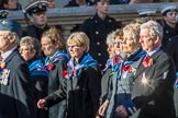 Princess Mary's Royal Air Force Nursing Association (Group C22, 38 members) during the Royal British Legion March Past on Remembrance Sunday at the Cenotaph, Whitehall, Westminster, London, 11 November 2018, 12:17.