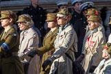 FANY (PRVC) (Group D1, 53 members) during the Royal British Legion March Past on Remembrance Sunday at the Cenotaph, Whitehall, Westminster, London, 11 November 2018, 12:20.