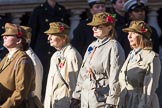 FANY (PRVC) (Group D1, 53 members) during the Royal British Legion March Past on Remembrance Sunday at the Cenotaph, Whitehall, Westminster, London, 11 November 2018, 12:20.