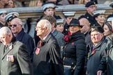 The Showmen's Guild of Great Britain (Group M18, 26 members) during the Royal British Legion March Past on Remembrance Sunday at the Cenotaph, Whitehall, Westminster, London, 11 November 2018, 12:27.