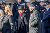 The Showmen's Guild of Great Britain (Group M18, 26 members) during the Royal British Legion March Past on Remembrance Sunday at the Cenotaph, Whitehall, Westminster, London, 11 November 2018, 12:27.