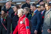 Romany & Traveller FHS (Group M34, 18 members) during the Royal British Legion March Past on Remembrance Sunday at the Cenotaph, Whitehall, Westminster, London, 11 November 2018, 12:28.