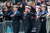 Sea Cadets Corps (Group M35, ?? members) during the Royal British Legion March Past on Remembrance Sunday at the Cenotaph, Whitehall, Westminster, London, 11 November 2018, 12:29.