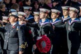 Sea Cadets Corps (Group M35, ?? members) during the Royal British Legion March Past on Remembrance Sunday at the Cenotaph, Whitehall, Westminster, London, 11 November 2018, 12:29.