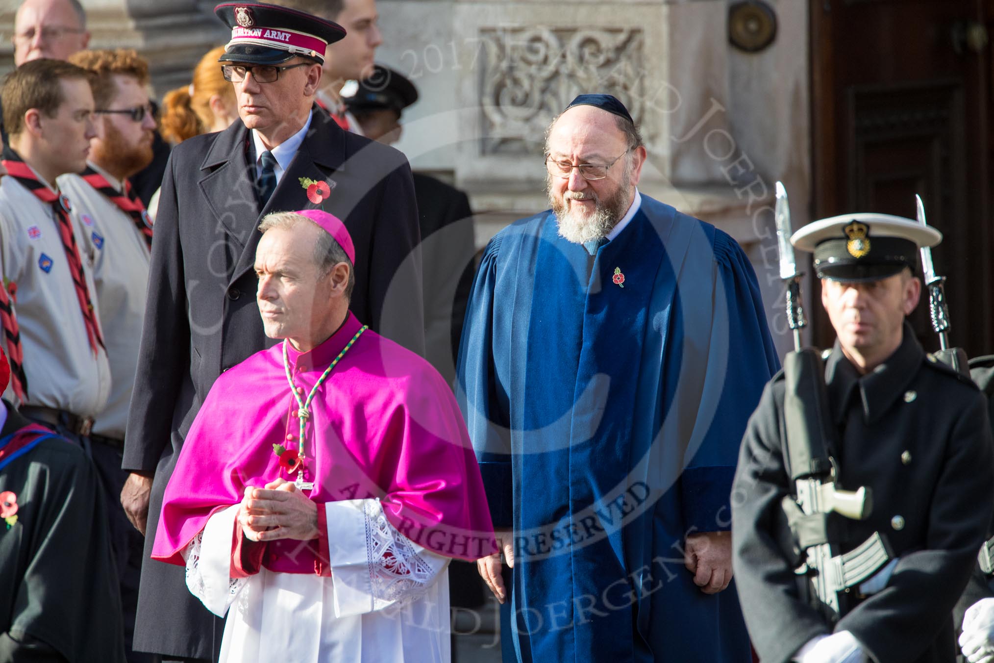 The representatives of the faith communities during the  Remembrance Sunday Cenotaph Ceremony 2018 at Horse Guards Parade, Westminster, London, 11 November 2018, 10:57.