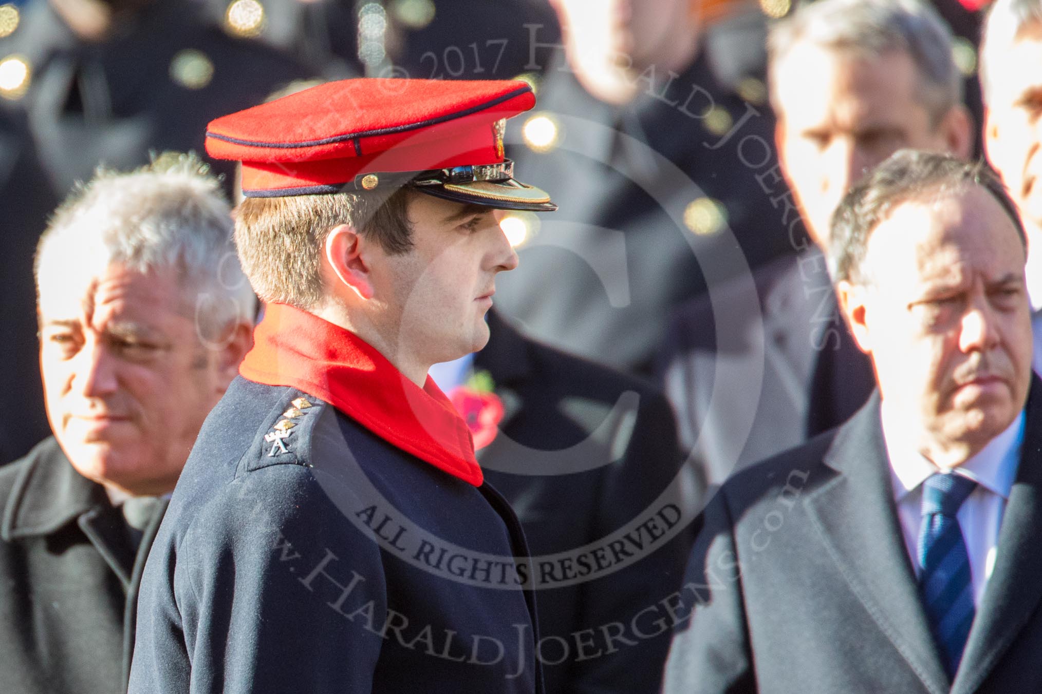 Captain Edward Monkton, Royal Lancers, Equerry to The Duke of York, during Remembrance Sunday Cenotaph Ceremony 2018 at Horse Guards Parade, Westminster, London, 11 November 2018, 10:59.