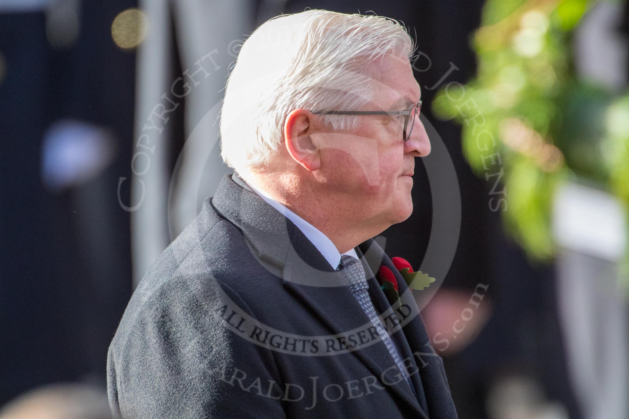 HE The President of the Federal Republic of Germany, Frank-Walter Steinmeier after laying his wreath at the Cenotaph during the Remembrance Sunday Cenotaph Ceremony 2018 at Horse Guards Parade, Westminster, London, 11 November 2018, 11:05.