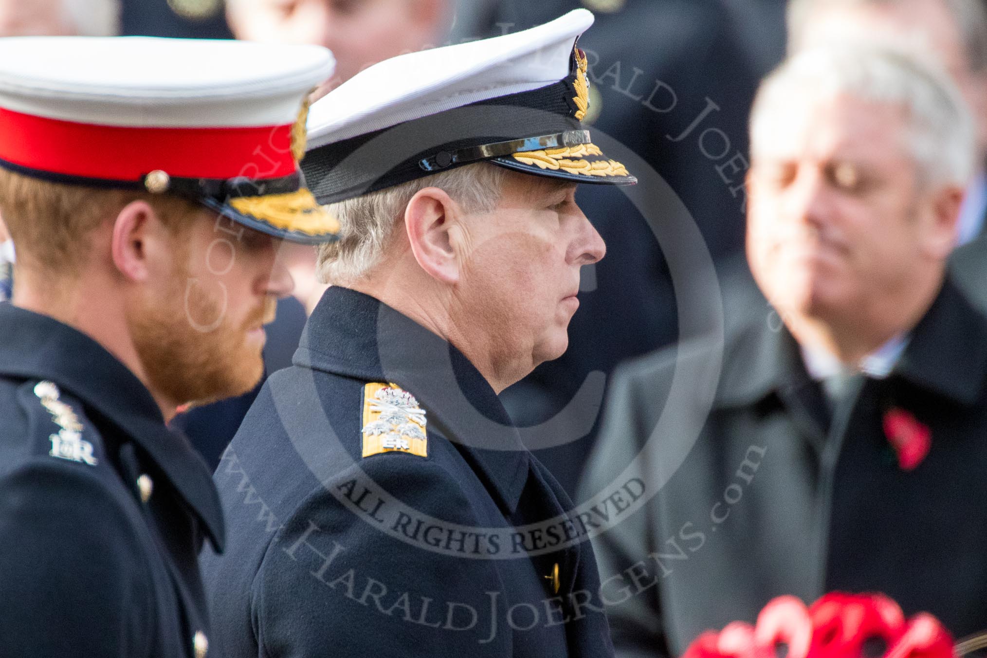 HRH The Duke of York (Prince Andrew) after laying a wreath during the Remembrance Sunday Cenotaph Ceremony 2018 at Horse Guards Parade, Westminster, London, 11 November 2018, 11:06.