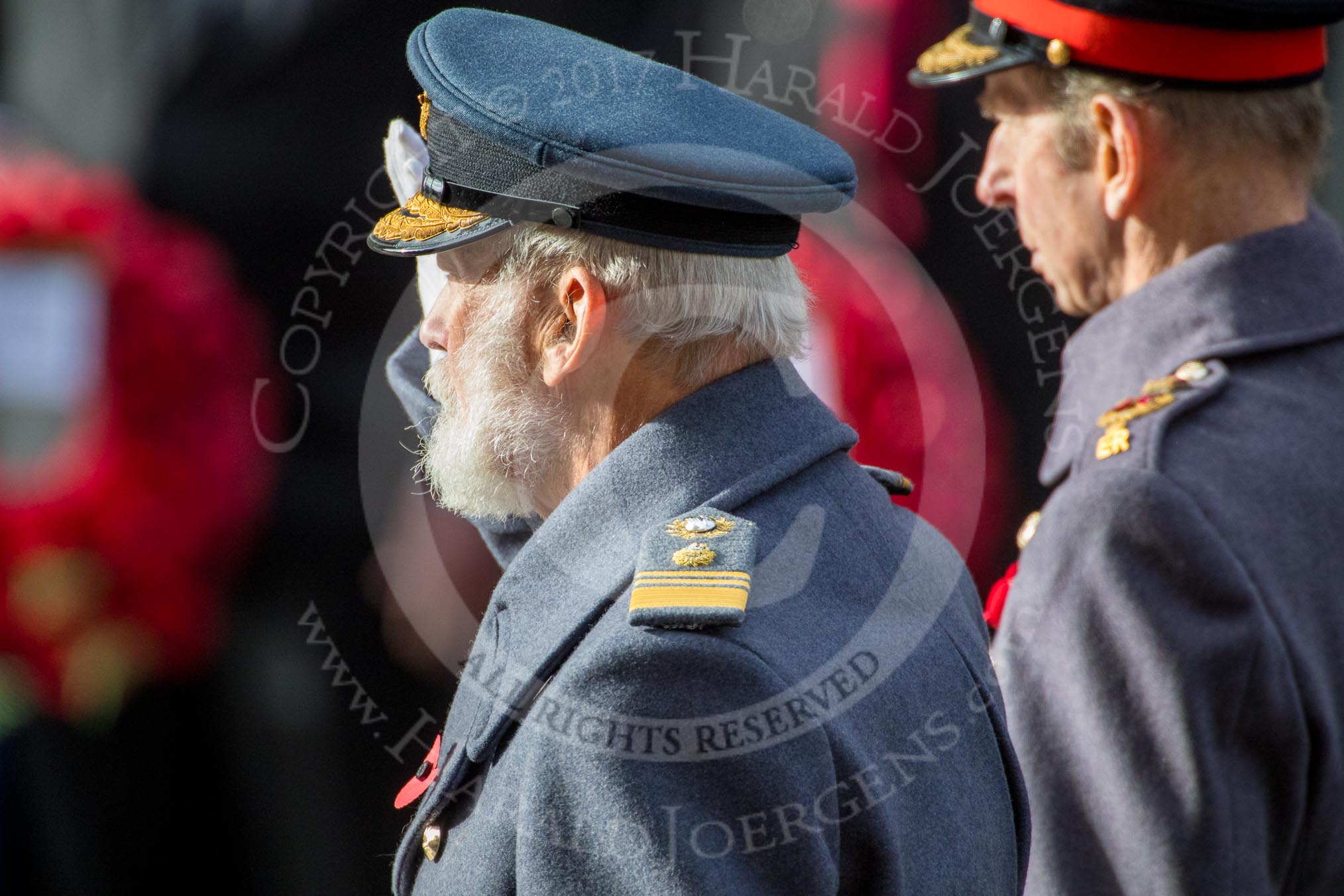 HRH Prince Michael of Kent and HRH The Duke of Kent (Prince Edward) saluting at the Cenotaph during the Remembrance Sunday Cenotaph Ceremony 2018 at Horse Guards Parade, Westminster, London, 11 November 2018, 11:07.