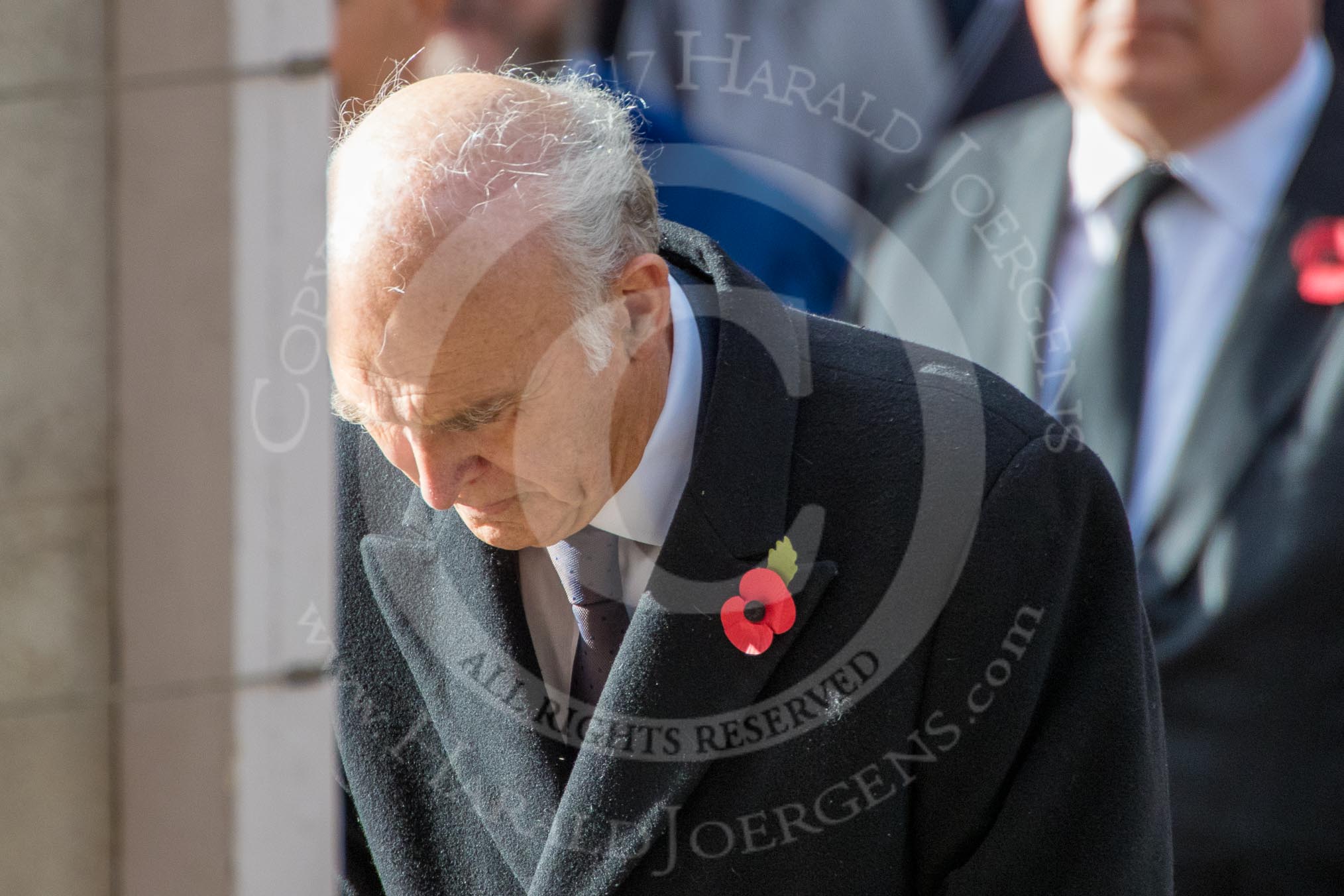 The Rt Hon Vince Cable MP (Leader of the Liberal Democrats) during the Remembrance Sunday Cenotaph Ceremony 2018 at Horse Guards Parade, Westminster, London, 11 November 2018, 11:09.