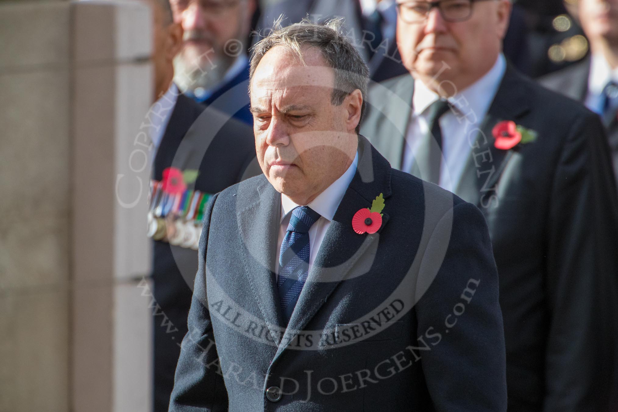 The Rt Hon Nigel Dodds OBE MP (Westminster Democratic Unionist Party Leader) during the Remembrance Sunday Cenotaph Ceremony 2018 at Horse Guards Parade, Westminster, London, 11 November 2018, 11:10.