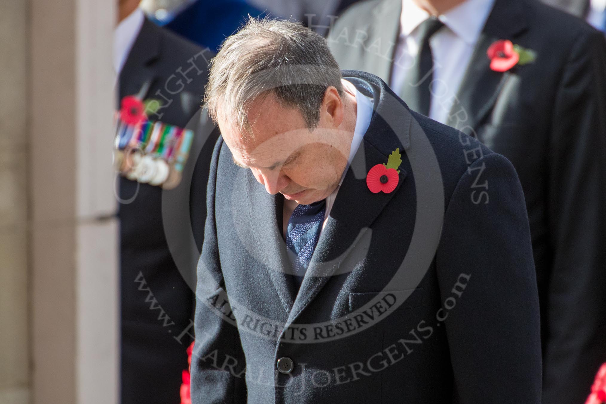 The Rt Hon Nigel Dodds OBE MP (Westminster Democratic Unionist Party Leader) during the Remembrance Sunday Cenotaph Ceremony 2018 at Horse Guards Parade, Westminster, London, 11 November 2018, 11:10.