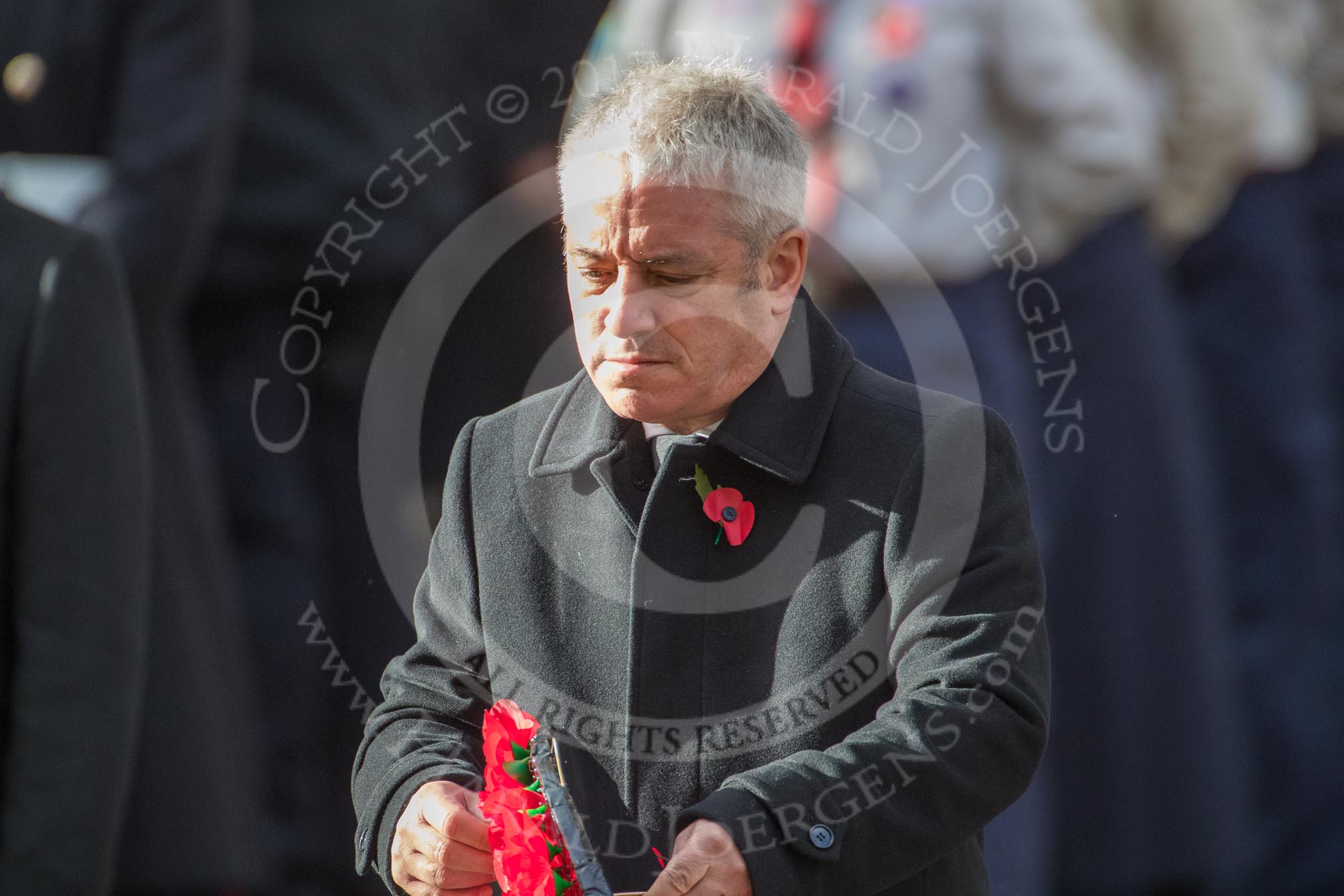 The Rt Hon John Bercow MP, Speaker of the House of Commons (on behalf of Parliament representing members of the House of Commons) during the Remembrance Sunday Cenotaph Ceremony 2018 at Horse Guards Parade, Westminster, London, 11 November 2018, 11:10.