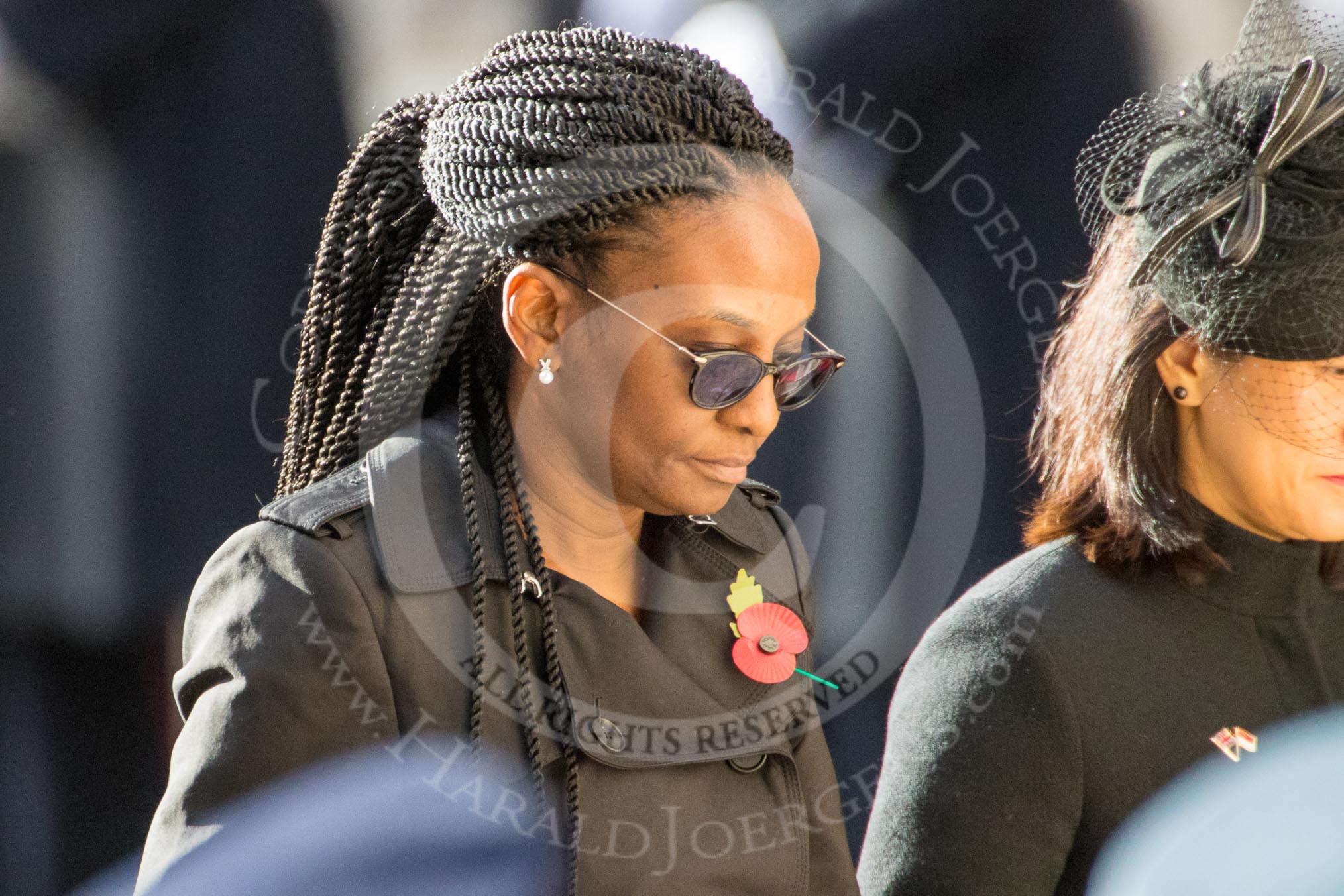 The Acting High Commissioner of Botswana, the  High Commissioner of Guyana, and the  High Commissioner of Singapore, Ms Foo Chi Hsia, during Remembrance Sunday Cenotaph Ceremony 2018 at Horse Guards Parade, Westminster, London, 11 November 2018, 11:13.