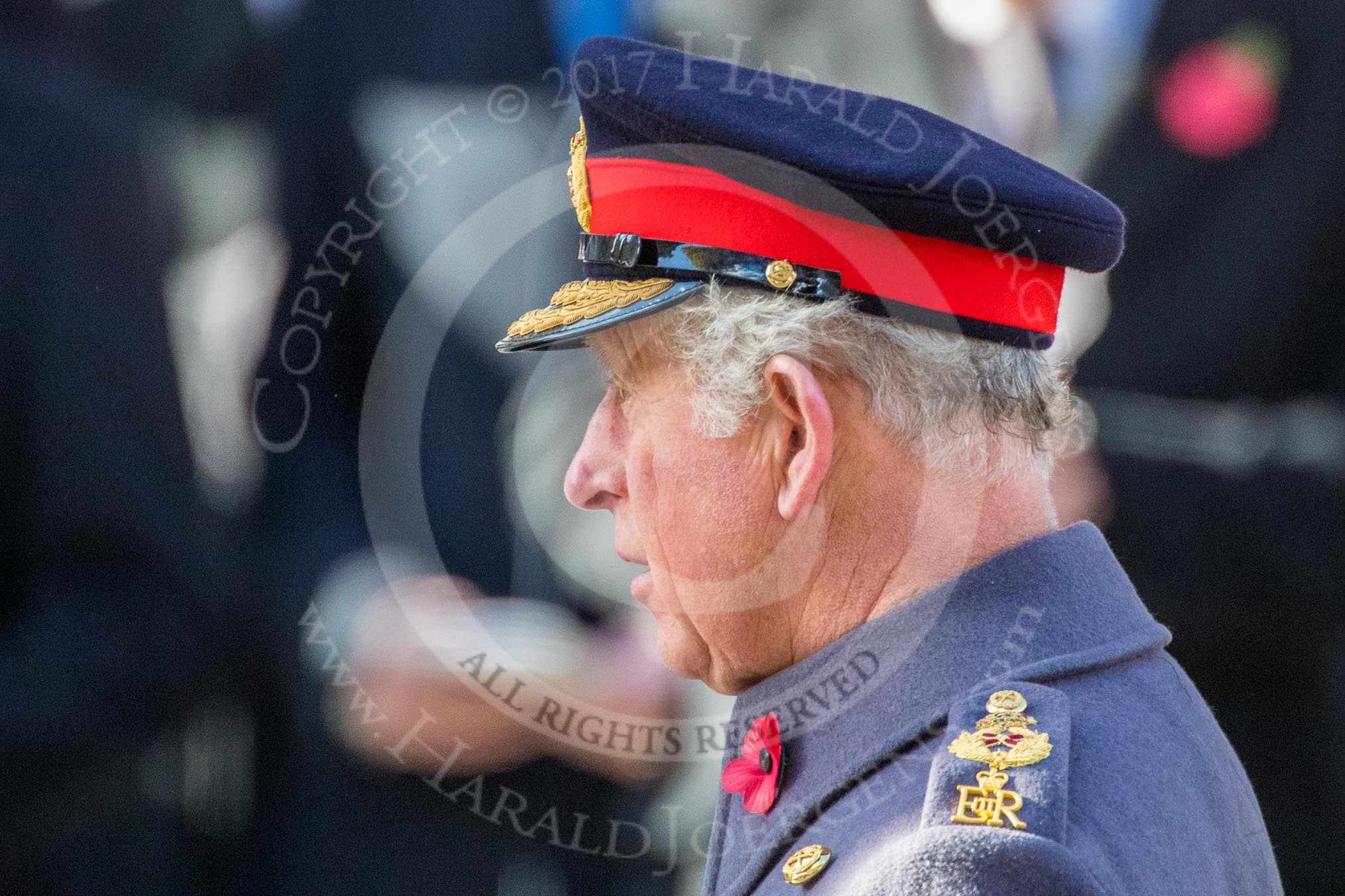 HRH The Prince of Wales (Prince Charles) during the Remembrance Sunday Cenotaph Ceremony 2018 at Horse Guards Parade, Westminster, London, 11 November 2018, 11:19.