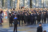 The group of RBL official has arrived at their position in the centre of Whitehall before the Remembrance Sunday Cenotaph Ceremony 2018 at Horse Guards Parade, Westminster, London, 11 November 2018, 10:08.