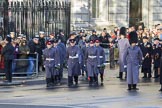 The group of stretcher bearers is leaving Downing Street to take their positions on Whitehall before the Remembrance Sunday Cenotaph Ceremony 2018 at Horse Guards Parade, Westminster, London, 11 November 2018, 10:08.