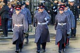 The group of stretcher bearers is leaving Downing Street to take their positions on Whitehall before the Remembrance Sunday Cenotaph Ceremony 2018 at Horse Guards Parade, Westminster, London, 11 November 2018, 10:08.