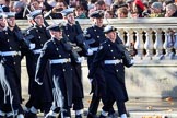 The Service detachment from the Royal Navy arrives on Whitehall before the Remembrance Sunday Cenotaph Ceremony 2018 at Horse Guards Parade, Westminster, London, 11 November 2018, 10:18.