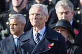 The Rt Hon The Lord Fowler, Lord Speaker, (on behalf of Parliament representing members of the House of Lords)  with his wreath during the Remembrance Sunday Cenotaph Ceremony 2018 at Horse Guards Parade, Westminster, London, 11 November 2018, 10:57.